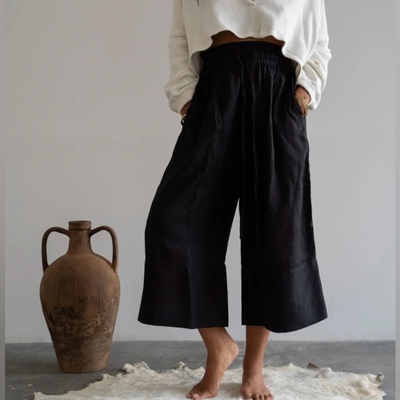 Avy & Co Pants - ATILLA - WHITE LINEN CASCADE PANT